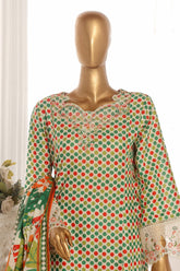 Bin Saeed Stitched 3 Piece Exclusive Lawn Frock Vol-01 Collection-SM-1466-Green